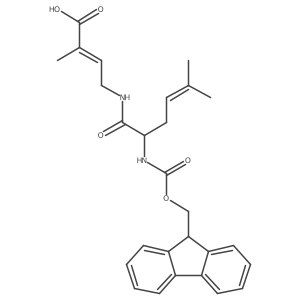 4-[2-({[(9H-fluoren-9-yl)methoxy]carbonyl}amino)-5-methylhex-4-enamido]-2-methylbut-2-enoic acid结构式