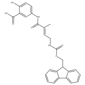 5-[4-({[(9H-fluoren-9-yl)methoxy]carbonyl}amino)-2-methylbut-2-enamido]-2-hydroxybenzoic acid结构式