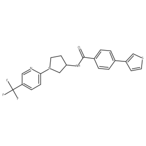 4-(thiophen-3-yl)-N-{1-[5-(trifluoromethyl)pyridin-2-yl]pyrrolidin-3-yl}benzamide结构式