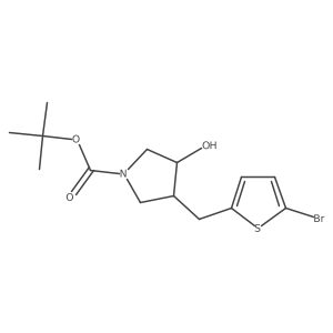 rac-tert-butyl (3R,4S)-3-[(5-bromothiophen-2-yl)methyl]-4-hydroxypyrrolidine-1-carboxylate Structure