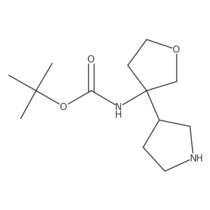tert-butyl N-[3-(pyrrolidin-3-yl)oxolan-3-yl]carbamate结构式