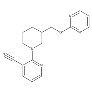 2-{3-[(Pyrimidin-2-yloxy)methyl]piperidin-1-yl}pyridine-3-carbonitrile Structure