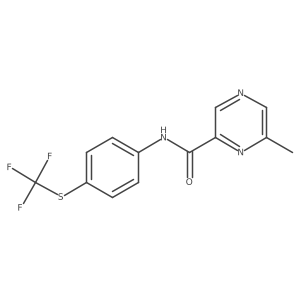 6-methyl-N-{4-[(trifluoromethyl)sulfanyl]phenyl}pyrazine-2-carboxamide结构式