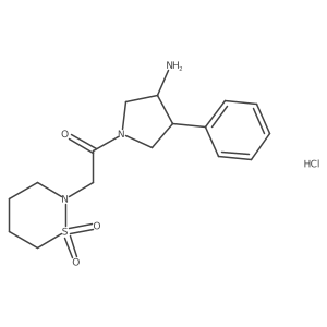 rac-2-{2-[(3R,4S)-3-amino-4-phenylpyrrolidin-1-yl]-2-oxoethyl}-1lambda6,2-thiazinane-1,1-dione hydrochloride Structure