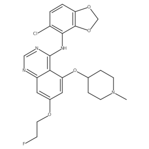 N-(5-chloro-1,3-benzodioxol-4-yl)-7-(2-fluoroethoxy)-5-[(1-methylpiperidin-4-yl)oxy]quinazolin-4-amine Structure
