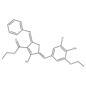 Ethyl 2-anilino-5-(3-chloro-5-ethoxy-4-hydroxybenzylidene)-4-oxo-4,5-dihydro-3-thiophenecarboxylate结构式