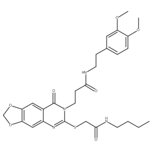 3-[6-{[2-(butylamino)-2-oxoethyl]thio}-8-oxo[1,3]dioxolo[4,5-g]quinazolin-7(8H)-yl]-N-[2-(3,4-dimethoxyphenyl)ethyl]propanamide结构式