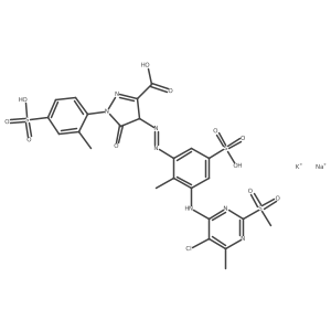 4-((3-((5-Chloro-6-methyl-2-(methylsulphonyl)-4-pyrimidinyl)amino)-2-methyl-5-sulphophenyl)azo)-4,5-dihydro-1-(2-methyl-4-sulphophenyl)-5-oxo-1H-pyrazole-3-carboxylic acid, potassium sodium salt Structure