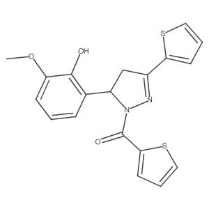 (5-(2-hydroxy-3-methoxyphenyl)-3-(thiophen-2-yl)-4,5-dihydro-1H-pyrazol-1-yl)(thiophen-2-yl)methanone结构式