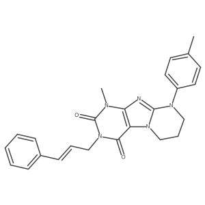 1-methyl-9-(4-methylphenyl)-3-[(2E)-3-phenylprop-2-en-1-yl]-1H,2H,3H,4H,6H,7H,8H,9H-pyrimido[1,2-g]purine-2,4-dione Structure