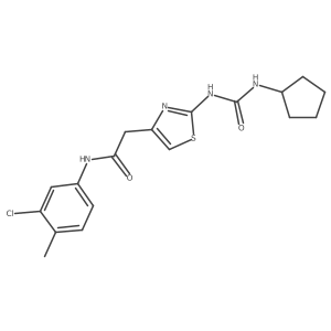 N-(3-chloro-4-methylphenyl)-2-{2-[(cyclopentylcarbamoyl)amino]-1,3-thiazol-4-yl}acetamide结构式