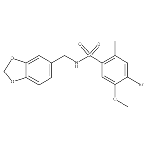 N-(1,3-benzodioxol-5-ylmethyl)-4-bromo-5-methoxy-2-methylbenzenesulfonamide结构式