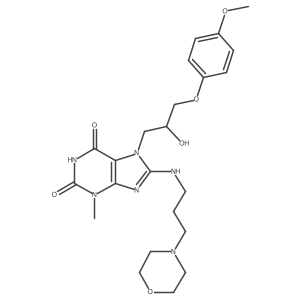 7-(2-hydroxy-3-(4-methoxyphenoxy)propyl)-3-methyl-8-((3-morpholinopropyl)amino)-1H-purine-2,6(3H,7H)-dione结构式