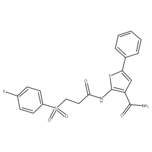 2-(3-((4-Fluorophenyl)sulfonyl)propanamido)-5-phenylthiophene-3-carboxamide结构式