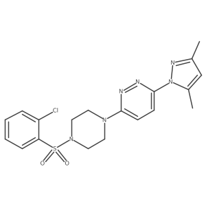 3-(4-((2-chlorophenyl)sulfonyl)piperazin-1-yl)-6-(3,5-dimethyl-1H-pyrazol-1-yl)pyridazine结构式