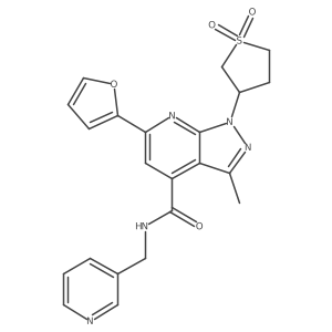 1-(1,1-dioxidotetrahydrothiophen-3-yl)-6-(furan-2-yl)-3-methyl-N-(pyridin-3-ylmethyl)-1H-pyrazolo[3,4-b]pyridine-4-carboxamide结构式