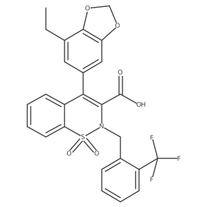 4-(7-Ethyl-2H-1,3-benzodioxol-5-yl)-1,1-dioxo-2-{[2-(trifluoromethyl)phenyl]methyl}-1,2-dihydro-1 lambda6,2-benzothiazine-3-carboxylic acid结构式