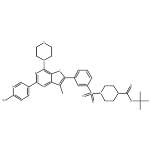 Tert-butyl 4-[3-[2-(2-aminopyrimidin-5-yl)-7-methyl-4-morpholin-4-ylthieno[3,2-d]pyrimidin-6-yl]phenyl]sulfonylpiperazine-1-carboxylate结构式