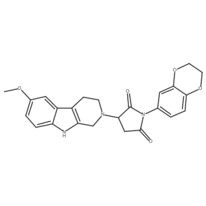 1-(2,3-dihydro-1,4-benzodioxin-6-yl)-3-(6-methoxy-1,3,4,9-tetrahydro-2H-beta-carbolin-2-yl)pyrrolidine-2,5-dione结构式