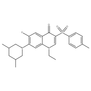 7-(3,5-dimethylpiperidin-1-yl)-1-ethyl-6-fluoro-3-tosylquinolin-4(1H)-one结构式