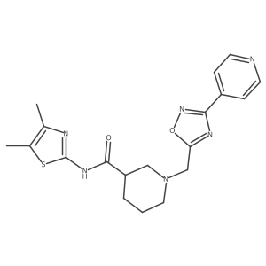 N-(4,5-dimethylthiazol-2-yl)-1-((3-(pyridin-4-yl)-1,2,4-oxadiazol-5-yl)methyl)piperidine-3-carboxamide结构式