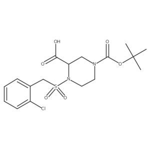 4-(Tert-butoxycarbonyl)-1-((2-chlorobenzyl)sulfonyl)piperazine-2-carboxylic acid结构式