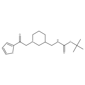 Tert-butyl ((1-(2-oxo-2-(thiophen-2-yl)ethyl)piperidin-3-yl)methyl)carbamate结构式
