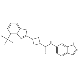 N-(1H-indazol-6-yl)-1-(4-(trifluoromethyl)benzo[d]thiazol-2-yl)azetidine-3-carboxamide结构式