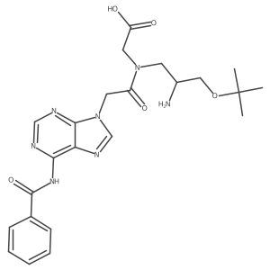 (R)-2-(N-(2-Amino-3-(tert-butoxy)propyl)-2-(6-benzamido-9H-purin-9-yl)acetamido)acetic acid结构式