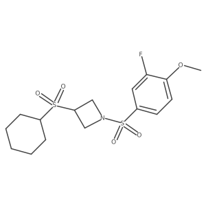 3-(Cyclohexylsulfonyl)-1-((3-fluoro-4-methoxyphenyl)sulfonyl)azetidine Structure