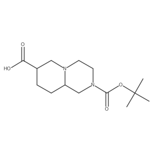 rac-(7R,9aR)-2-[(tert-butoxy)carbonyl]-octahydro-1H-pyrido[1,2-a]pyrazine-7-carboxylic acid结构式