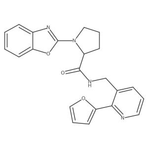 1-(benzo[d]oxazol-2-yl)-N-((2-(furan-2-yl)pyridin-3-yl)methyl)pyrrolidine-2-carboxamide Structure