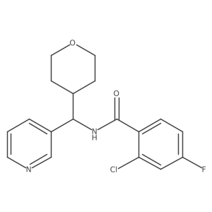 2-chloro-4-fluoro-N-(pyridin-3-yl(tetrahydro-2H-pyran-4-yl)methyl)benzamide结构式