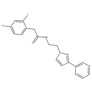 2-(2,4-difluorophenyl)-N-(2-(3-(pyrazin-2-yl)-1H-pyrazol-1-yl)ethyl)acetamide Structure