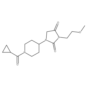 1-(1-(Cyclopropanecarbonyl)piperidin-4-yl)-3-(2-methoxyethyl)imidazolidine-2,4-dione结构式