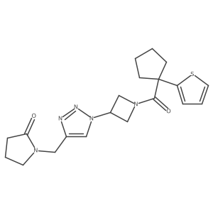 1-((1-(1-(1-(thiophen-2-yl)cyclopentanecarbonyl)azetidin-3-yl)-1H-1,2,3-triazol-4-yl)methyl)pyrrolidin-2-one结构式