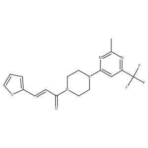 (E)-1-(4-(2-methyl-6-(trifluoromethyl)pyrimidin-4-yl)piperazin-1-yl)-3-(thiophen-2-yl)prop-2-en-1-one Structure