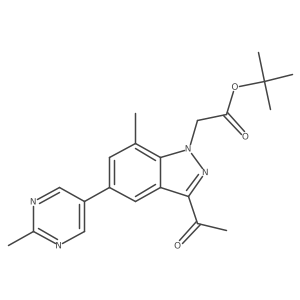 tert-butyl 2-(3-acetyl-7-methyl-5-(2-methylpyrimidin-5-yl)-1H-indazol-1-yl)acetate结构式