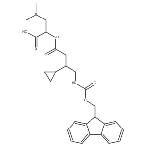 (2S)-2-[3-cyclopropyl-4-({[(9H-fluoren-9-yl)methoxy]carbonyl}amino)butanamido]-3-(dimethylamino)propanoic acid Structure