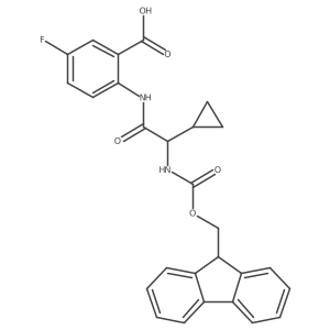 2-[2-cyclopropyl-2-({[(9H-fluoren-9-yl)methoxy]carbonyl}amino)acetamido]-5-fluorobenzoic acid Structure