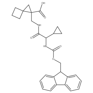 1-{[2-cyclopropyl-2-({[(9H-fluoren-9-yl)methoxy]carbonyl}amino)acetamido]methyl}spiro[2.3]hexane-1-carboxylic acid结构式