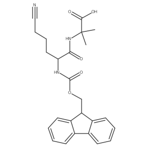 2-[5-cyano-2-({[(9H-fluoren-9-yl)methoxy]carbonyl}amino)pentanamido]-2-methylpropanoic acid Structure