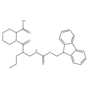 4-{2-[({[(9H-fluoren-9-yl)methoxy]carbonyl}amino)methyl]pentanoyl}thiomorpholine-3-carboxylic acid结构式
