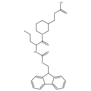 3-{1-[2-({[(9H-fluoren-9-yl)methoxy]carbonyl}amino)pentanoyl]piperidin-3-yl}propanoic acid结构式