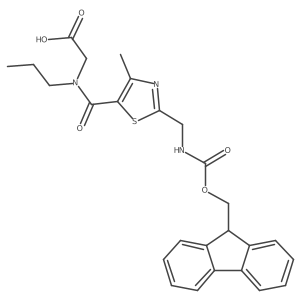 2-(1-{2-[({[(9H-fluoren-9-yl)methoxy]carbonyl}amino)methyl]-4-methyl-1,3-thiazol-5-yl}-N-propylformamido)acetic acid结构式