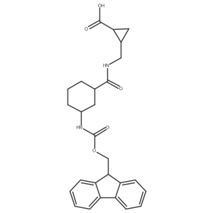rac-2-({[(1R,3S)-3-({[(9H-fluoren-9-yl)methoxy]carbonyl}amino)cyclohexyl]formamido}methyl)cyclopropane-1-carboxylic acid结构式