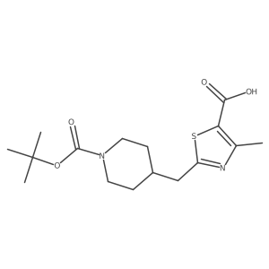 4-Methyl-2-[[1-[(2-methylpropan-2-yl)oxycarbonyl]piperidin-4-yl]methyl]-1,3-thiazole-5-carboxylic acid Structure