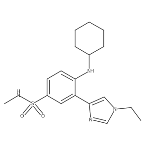 4-(Cyclohexylamino)-3-(1-ethyl-1H-imidazol-4-yl)-N-methylbenzenesulfonamide结构式