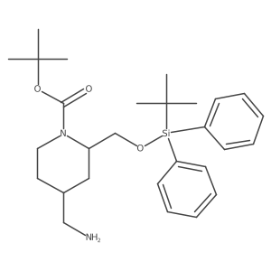 tert-Butyl 4-(aminomethyl)-2-(((tert-butyldiphenylsilyl)oxy)methyl)piperidine-1-carboxylate结构式