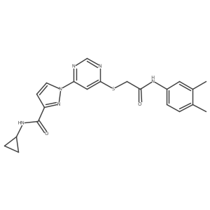N-cyclopropyl-1-[6-({[(3,4-dimethylphenyl)carbamoyl]methyl}sulfanyl)pyrimidin-4-yl]-1H-pyrazole-3-carboxamide Structure